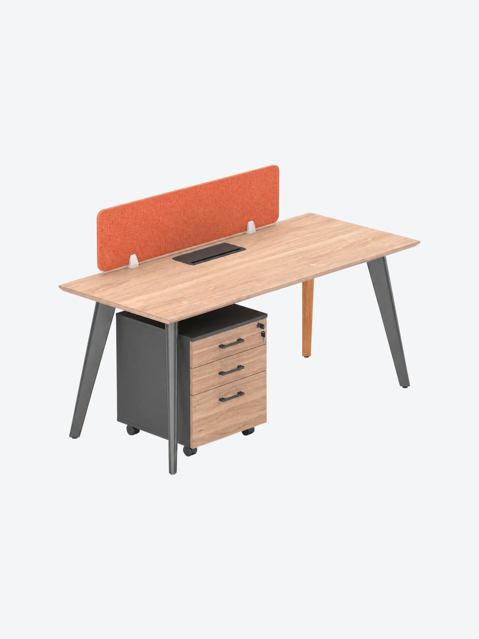 Estacion de Trabajo Individual Reco ZYZ-B01 Metal Con Division Color Natural con Naranja-1