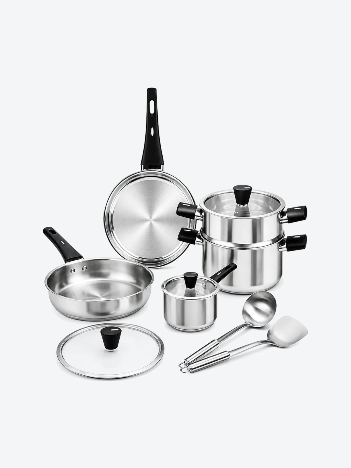 BATERIA 6 PIEZAS (OLLA 20CM, SARTEN 24CM, SARTEN 18CM, PEROL 16CM)