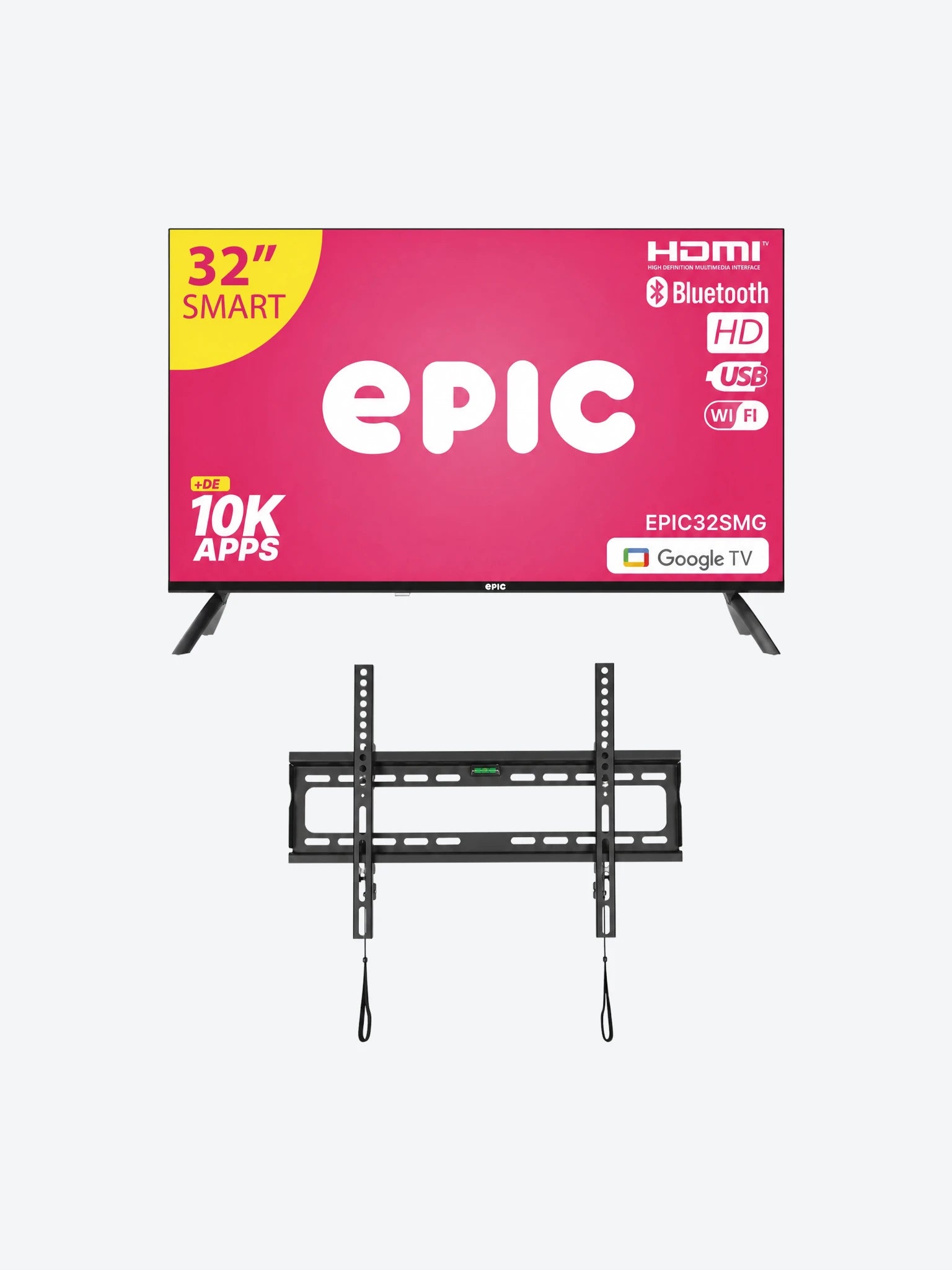 Combo Televisor Epic EPIC32SMG 32" Inteligente con  Bracket (Base) Para TV Epic EPICV23-2 26"-63" 110 Libras Vesa-1