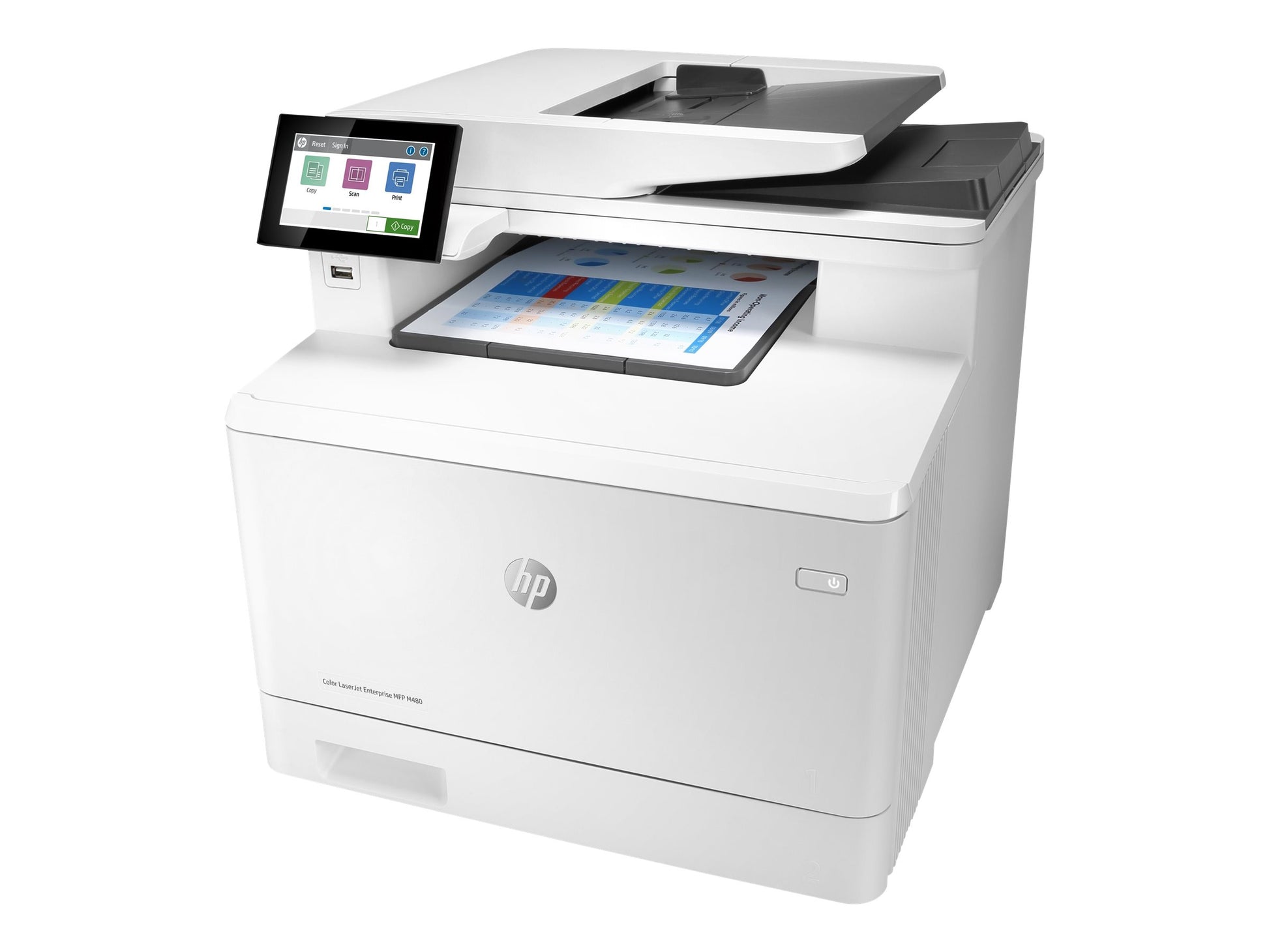 HP Color LaserJet Enterprise MFP M480f - Impresora multifunción - color - laser - Legal (216 x 356 mm) (original) - A4/Legal (material) - hasta 28 ppm (copiando) - hasta 29 ppm (impresión) - 300 hojas - 33.6 Kbps - USB 2.0, Gigabit LAN, host USB 2.0-9