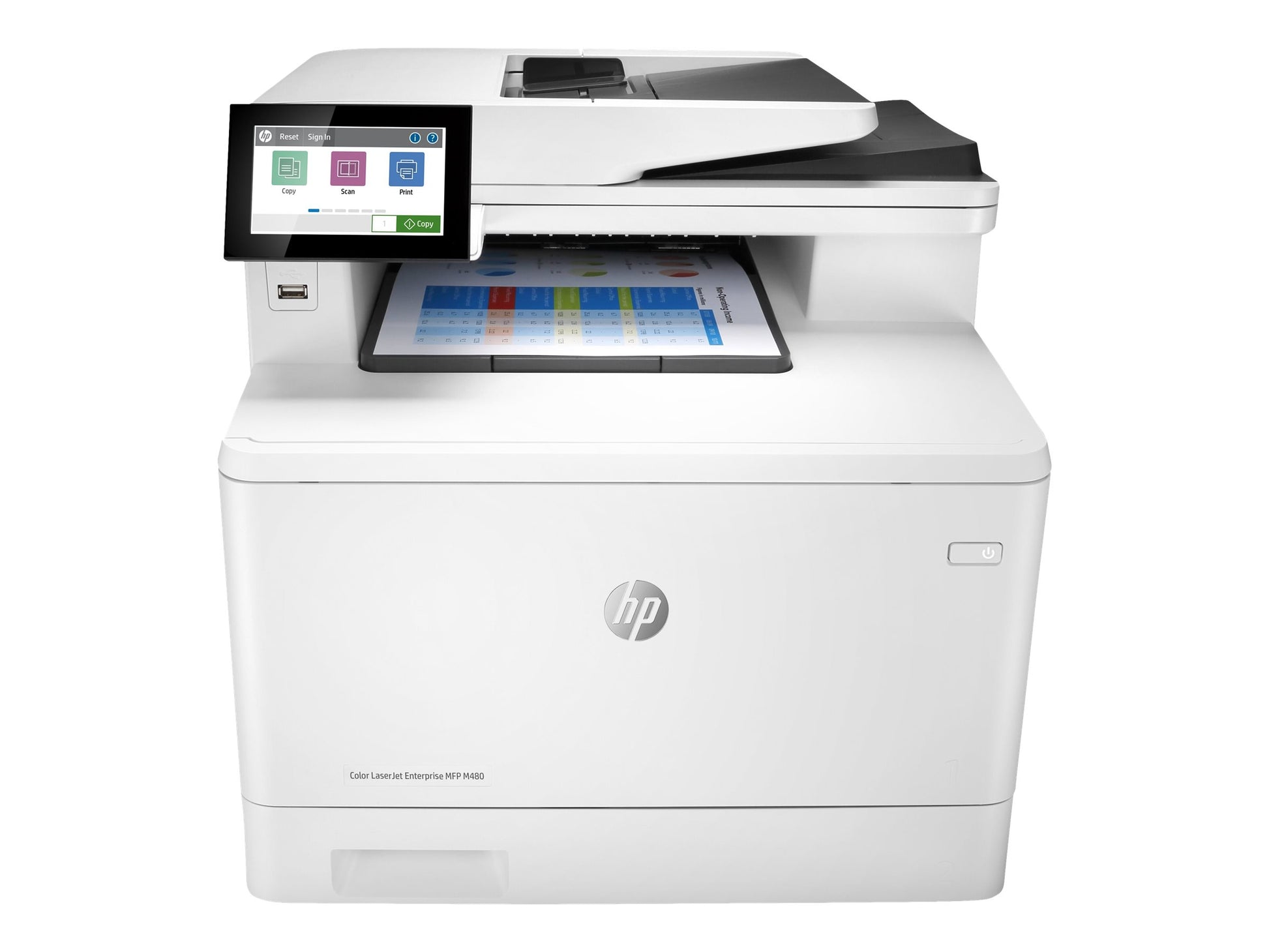 HP Color LaserJet Enterprise MFP M480f - Impresora multifunción - color - laser - Legal (216 x 356 mm) (original) - A4/Legal (material) - hasta 28 ppm (copiando) - hasta 29 ppm (impresión) - 300 hojas - 33.6 Kbps - USB 2.0, Gigabit LAN, host USB 2.0-12