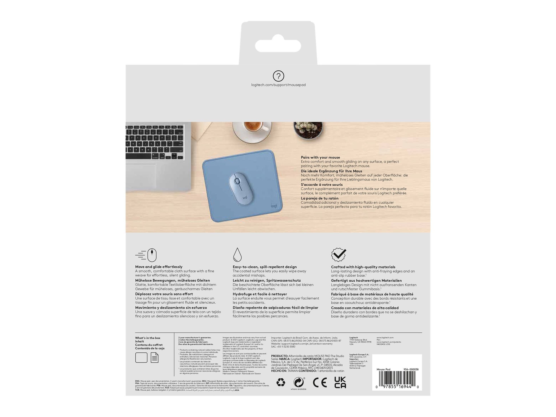 Logitech Studio Series - Alfombrilla de ratón - base de goma antideslizante, fácil deslizamiento, superficie resistente a salpicaduras - gris azulado-8