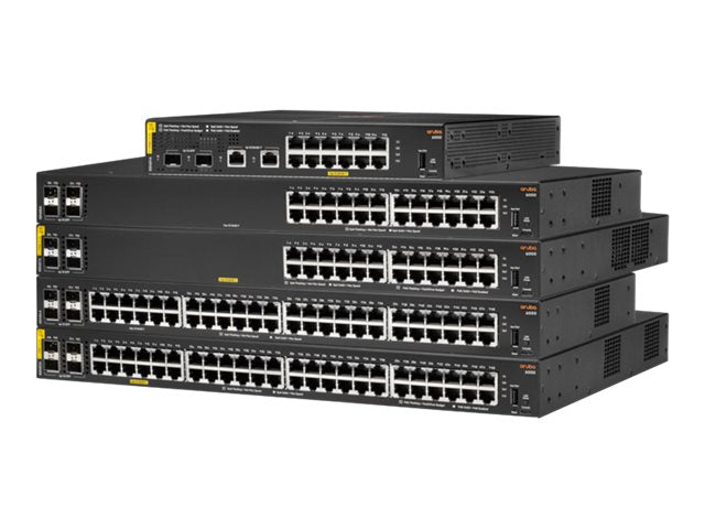HPE Aruba 6000 24G Class4 PoE 4SFP 370W Switch - Conmutador - Gestionado - 24 x 10/100/1000 (PoE+) + 4 x Gigabit SFP - flujo de aire de lado a lado - montaje en rack - PoE (370 W)-1