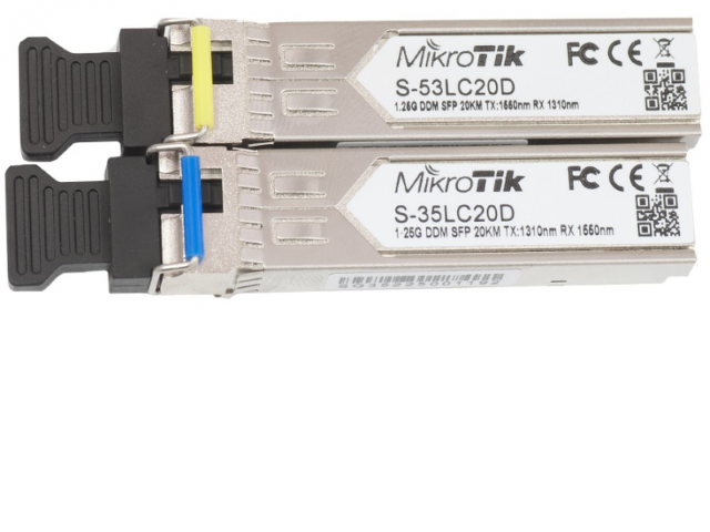 MikroTik S-3553LC20D - Kit - módulo de transceptor SFP (mini-GBIC) - modo simple LC - hasta 20 km - SFP-1