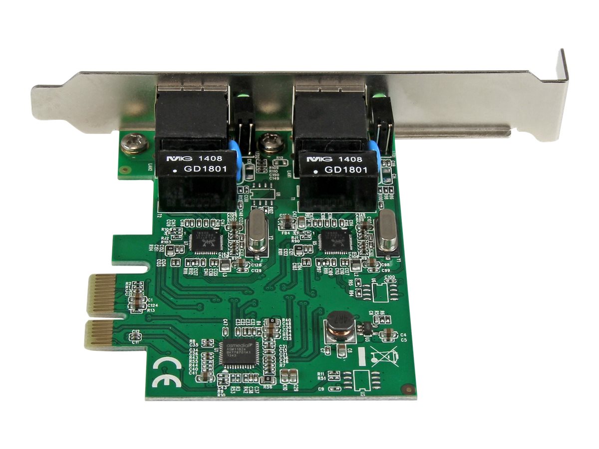 StarTech.com Adaptador Tarjeta de Red NIC PCI Express PCI-E de 2 Puertos Ethernet Gigabit - 2x RJ45 Hembra - Adaptador de red - PCIe perfil bajo - Gigabit Ethernet x 2 - para P/N: ET91000SM10, ET91000SM20