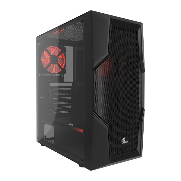 Xtech Gaming Series PHOBOS - Mid tower - ATX - panel lateral con ventana (cristal templado) - sin fuente de alimentación (ATX) - negro - USB/Audio-4