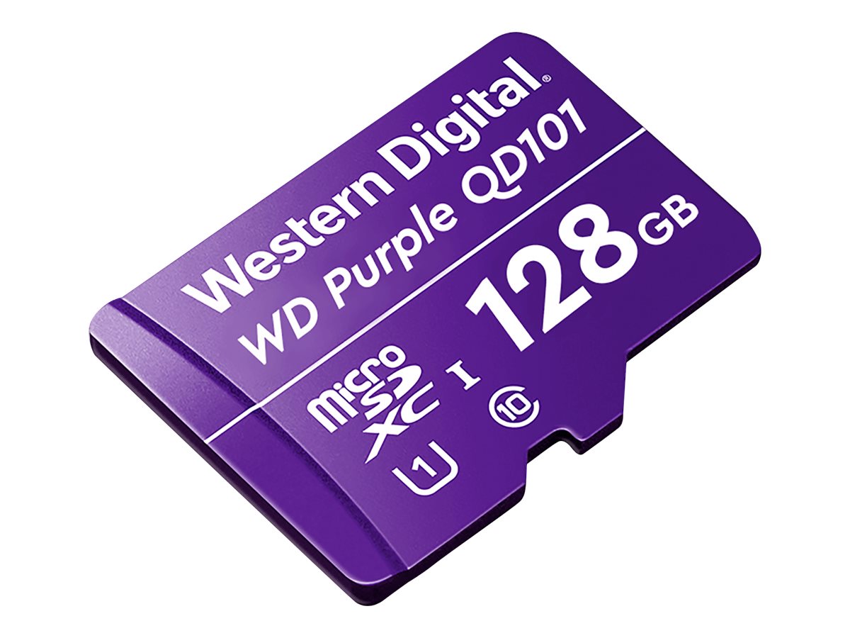 WD Purple SC QD101 WDD128G1P0C - Tarjeta de memoria flash - 128 GB - UHS-I U1 / Class10 - microSDXC UHS-I - púrpura