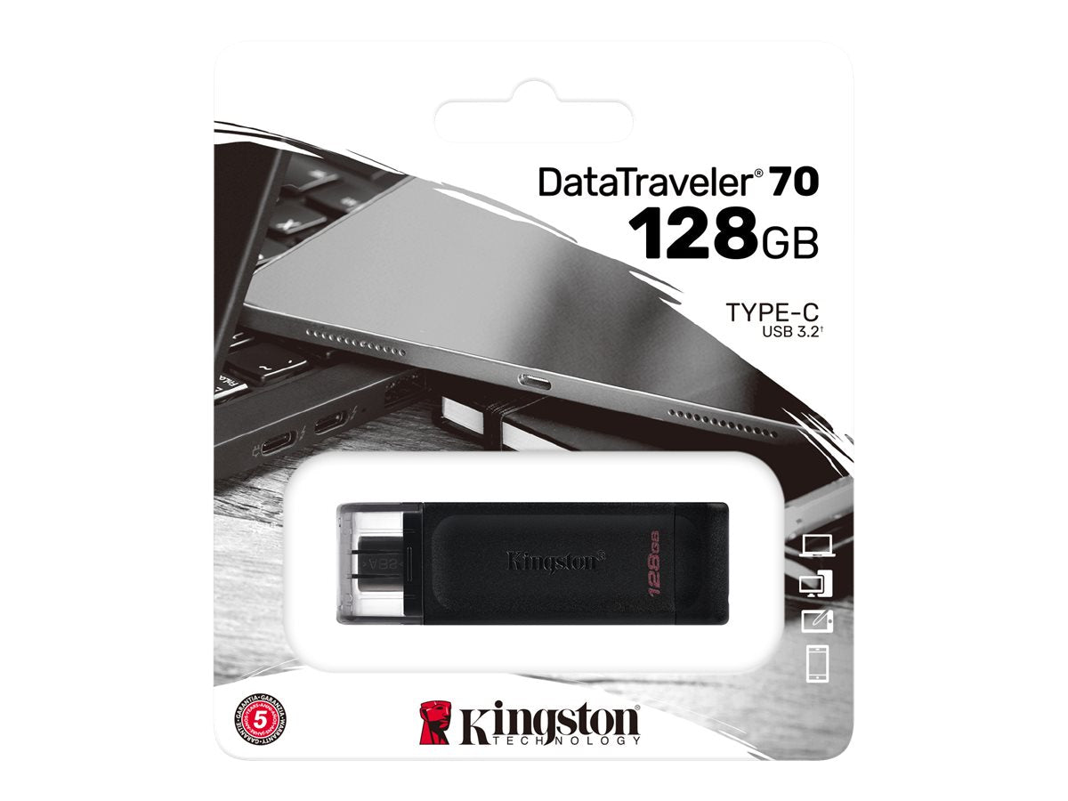 Kingston DataTraveler 70 - Unidad flash USB - 128 GB - USB-C 3.2 Gen 1-5