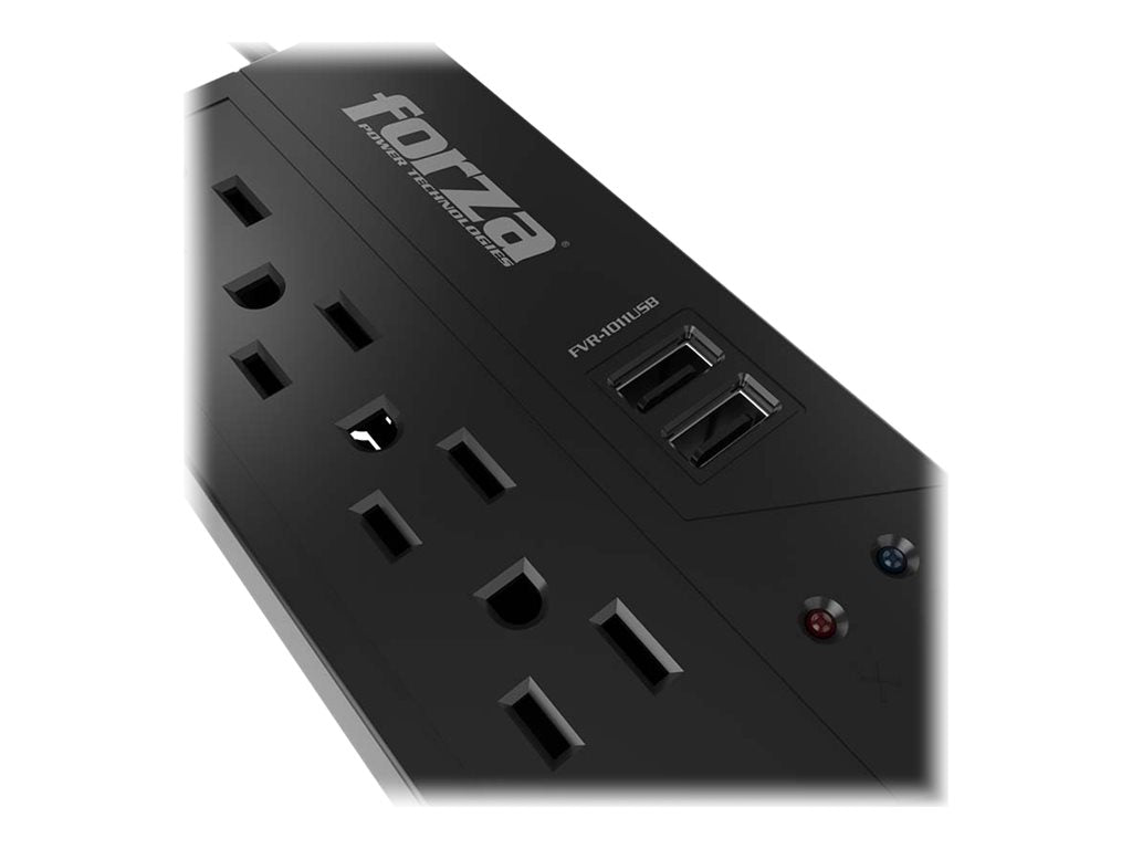 Forza FVR Series FVR-1011USB - Regulador automático de voltaje - CA 115 V - 500 vatios - 1000 VA - conectores de salida: 4 - negro-16