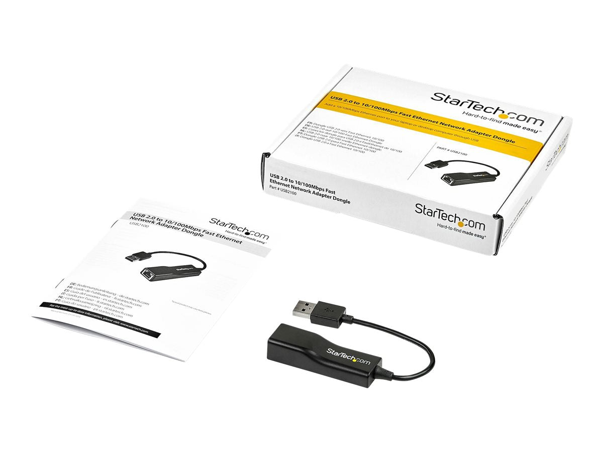 StarTech.com Adaptador USB 2.0 de Red Fast Ethernet 10/100 Mbps - NIC Externo RJ45 - Adaptador de red - USB 2.0 - 10/100 Ethernet - negro