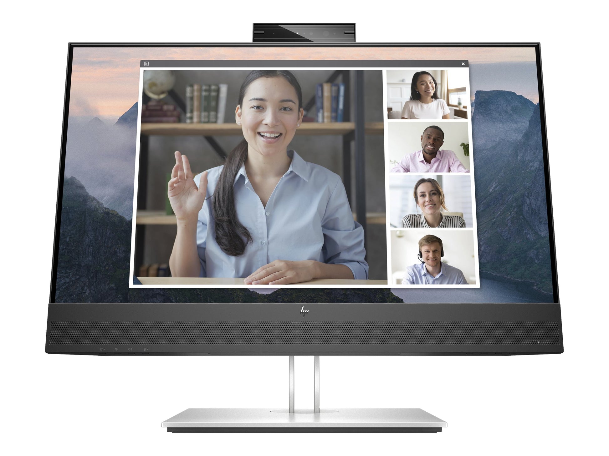 HP E24mv G4 Conferencing Monitor - E-Series - monitor LED - 23.8" - 1920 x 1080 Full HD (1080p) @ 60 Hz - IPS - 250 cd/m² - 1000:1 - 5 ms - HDMI, VGA, DisplayPort - altavoces - plata, cabezal negro-15