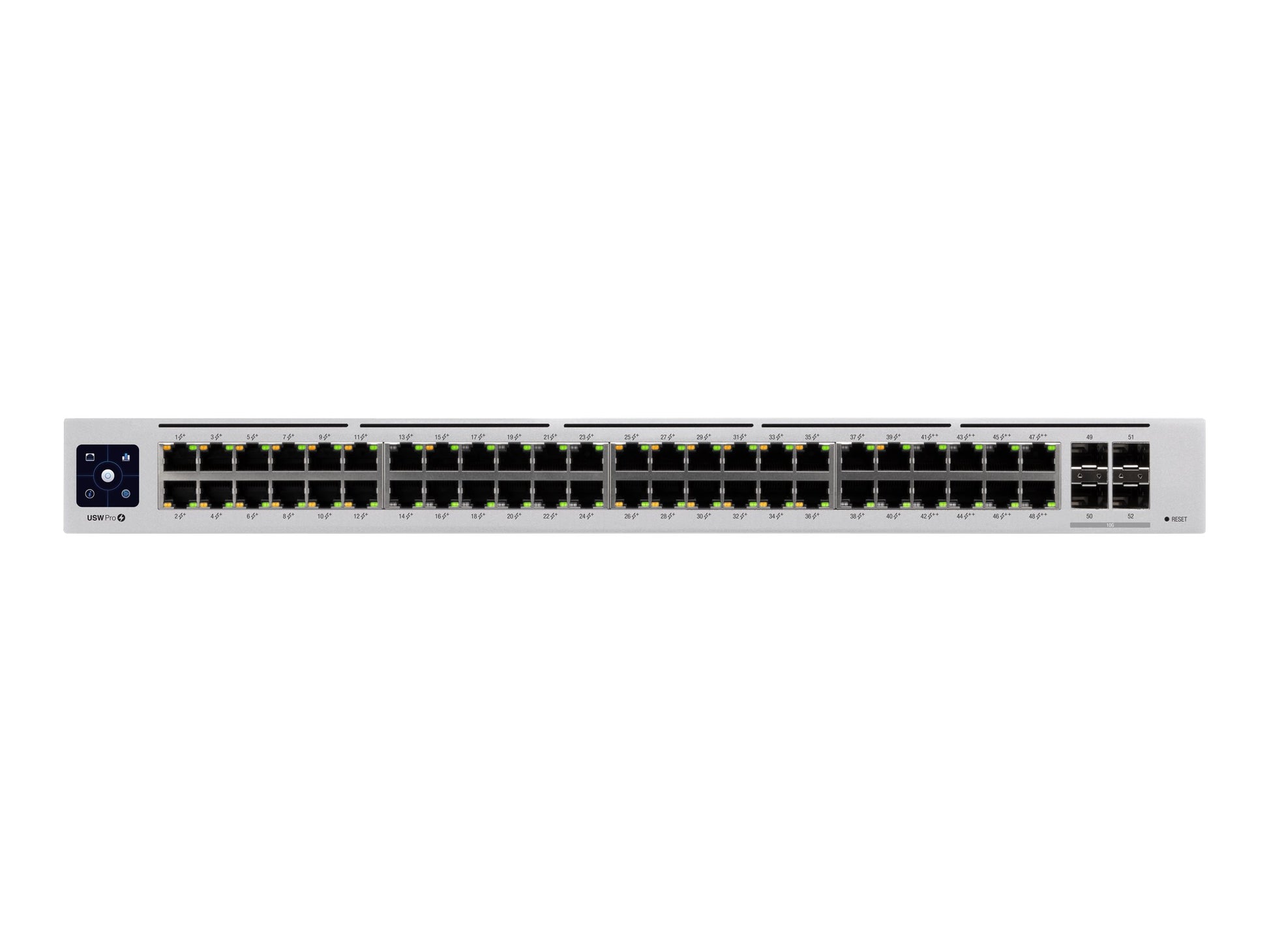 Ubiquiti UniFi Switch USW-PRO-48-POE - Conmutador - Gestionado - 48 x 10/100/1000 (40 PoE+, 8 PoE++) + 4 x 10Gb Ethernet SFP+ - montaje en rack - PoE++ (600 W) - CA 120/230 V / DC 11,5/52 V-6