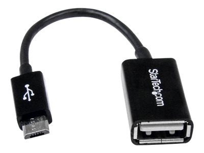 StarTech.com Cable Adaptador de 12cm Micro USB Macho a USB A Hembra OTG para Tablets Smartphones Teléfonos Inteligentes - Negro - Adaptador USB - USB (H) a Micro-USB tipo B (M) - USB 2.0 OTG - 12.7 cm - negro - para P/N: ST4300U3C1, ST4300U3C1B