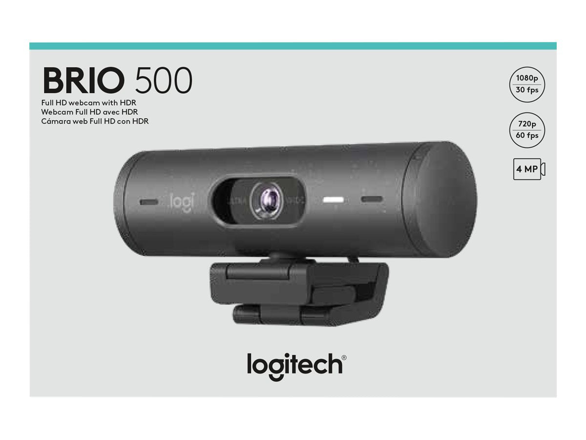 Logitech BRIO 500 - Webcam - color - 4 MP - 1920 x 1080 - 1080p, 720p - audio - USB-C-10