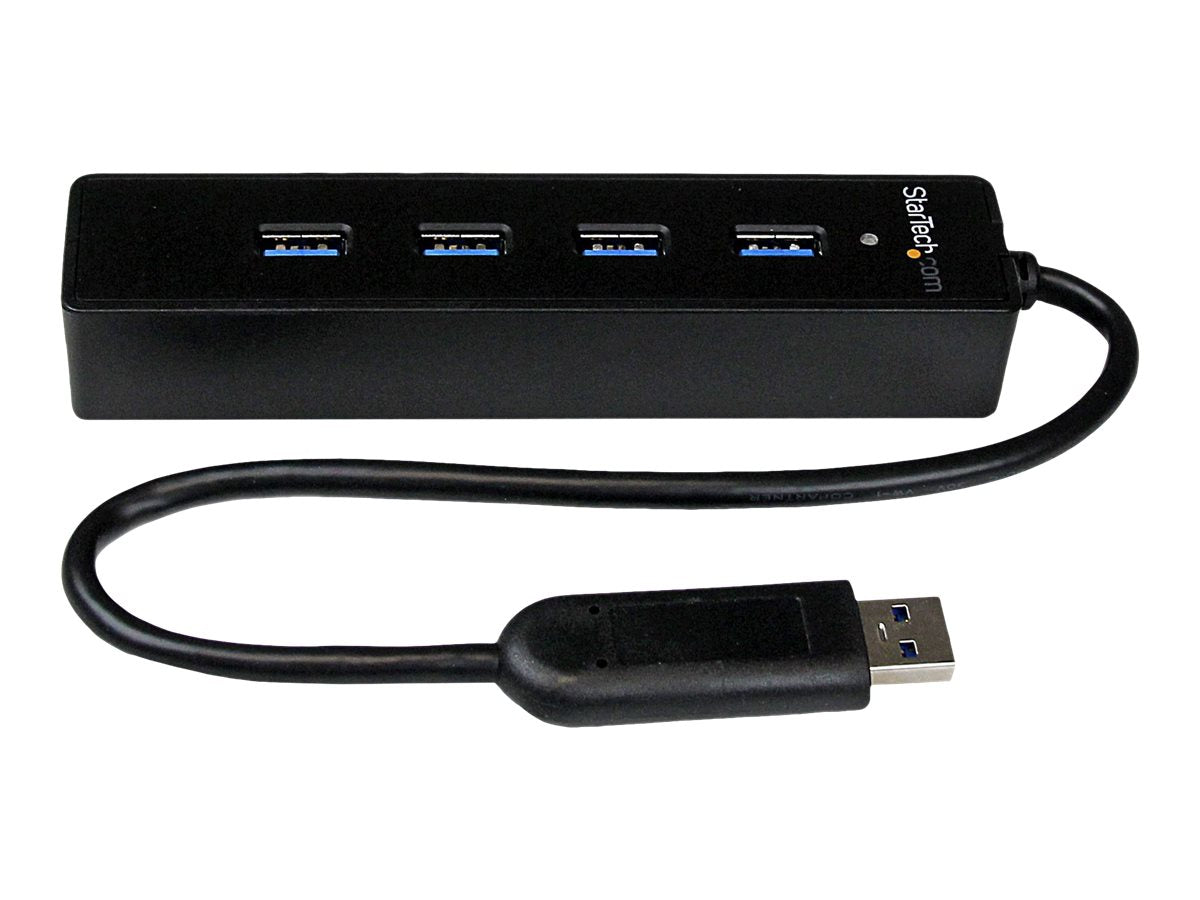 StarTech.com Adaptador Concentrador Hub Ladrón USB 3.0 Super Speed 4 Puertos Salidas Portátil para Laptop Ordenador - Negro - Hub - 4 x SuperSpeed USB 3.0 - sobremesa - para P/N: FCREADMICRO3, MSDREADU3CA-3