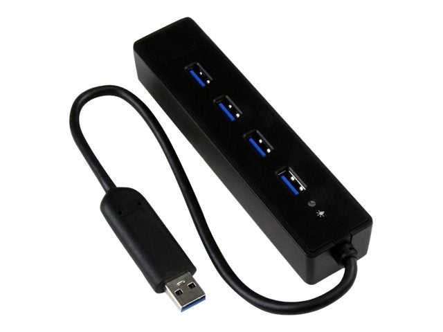 StarTech.com Adaptador Concentrador Hub Ladrón USB 3.0 Super Speed 4 Puertos Salidas Portátil para Laptop Ordenador - Negro - Hub - 4 x SuperSpeed USB 3.0 - sobremesa - para P/N: FCREADMICRO3, MSDREADU3CA