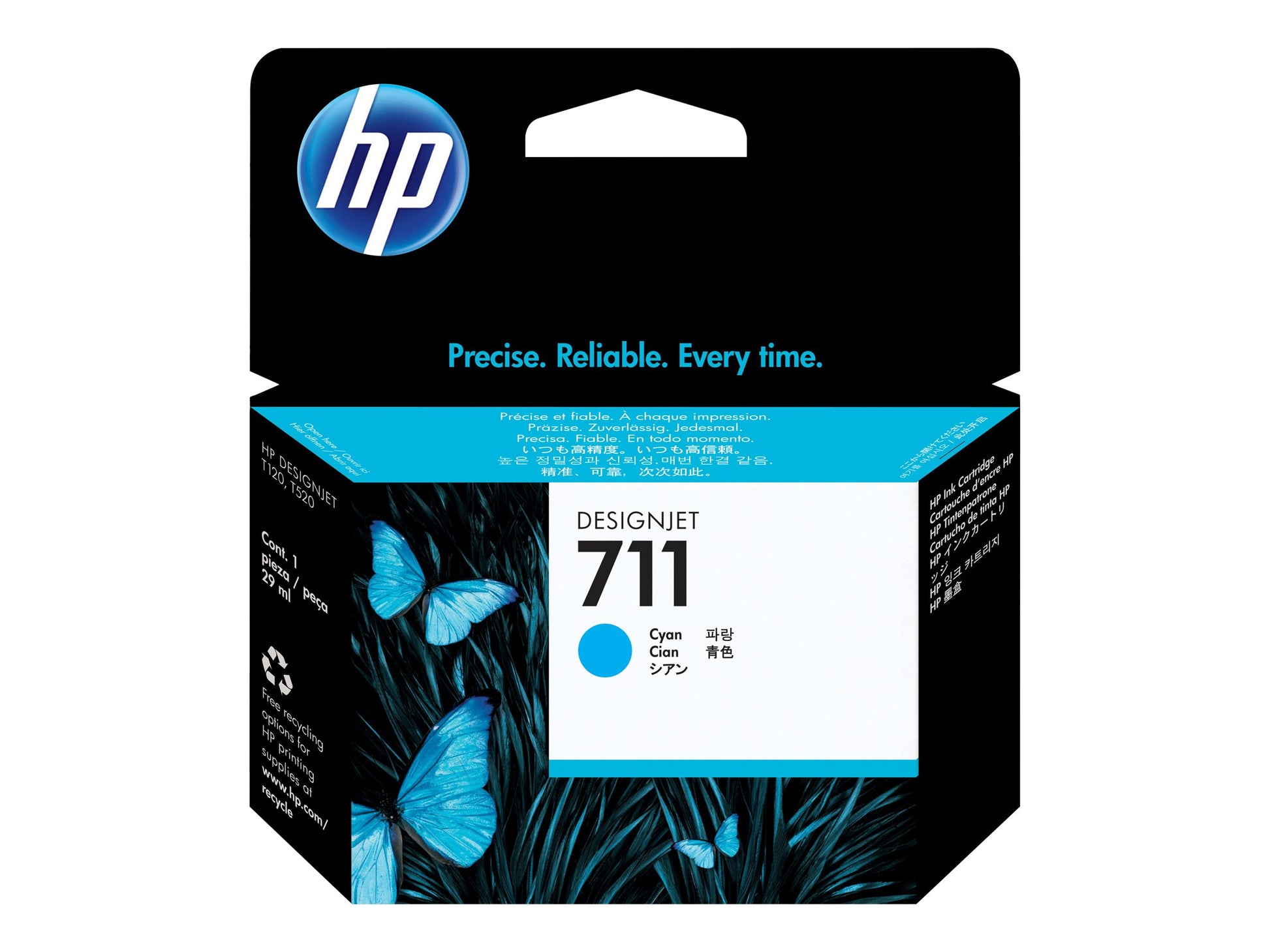 HP 711 - 29 ml - cián - original - DesignJet - cartucho de tinta - para DesignJet T100, T120, T120 ePrinter, T125, T130, T520, T520 ePrinter, T525, T530-5