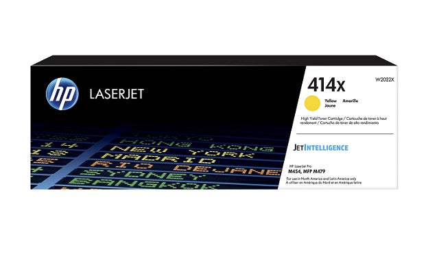 HP 414X - Alto rendimiento - amarillo - original - LaserJet - cartucho de tóner (W2022X) - para Color LaserJet Enterprise M455, MFP M480; Color LaserJet Pro M454, M479, MFP M479-7
