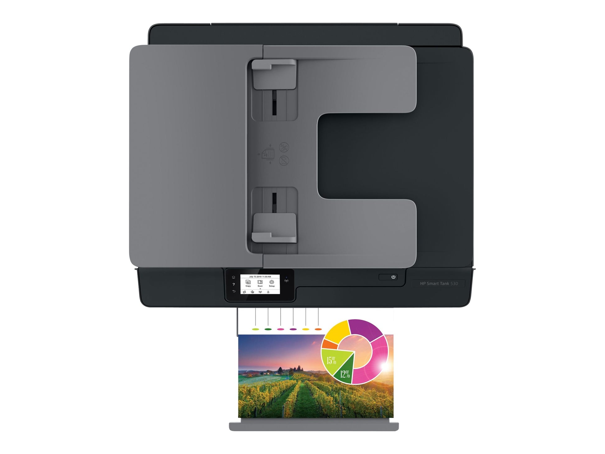 HP Smart Tank 530 - Impresora multifunción - color - chorro de tinta - Legal (216 x 356 mm) (original) - A4/Legal (material) - hasta 10 ppm (copiando) - hasta 11 ppm (impresión) - 100 hojas - USB 2.0, Wi-Fi(n), Bluetooth-11