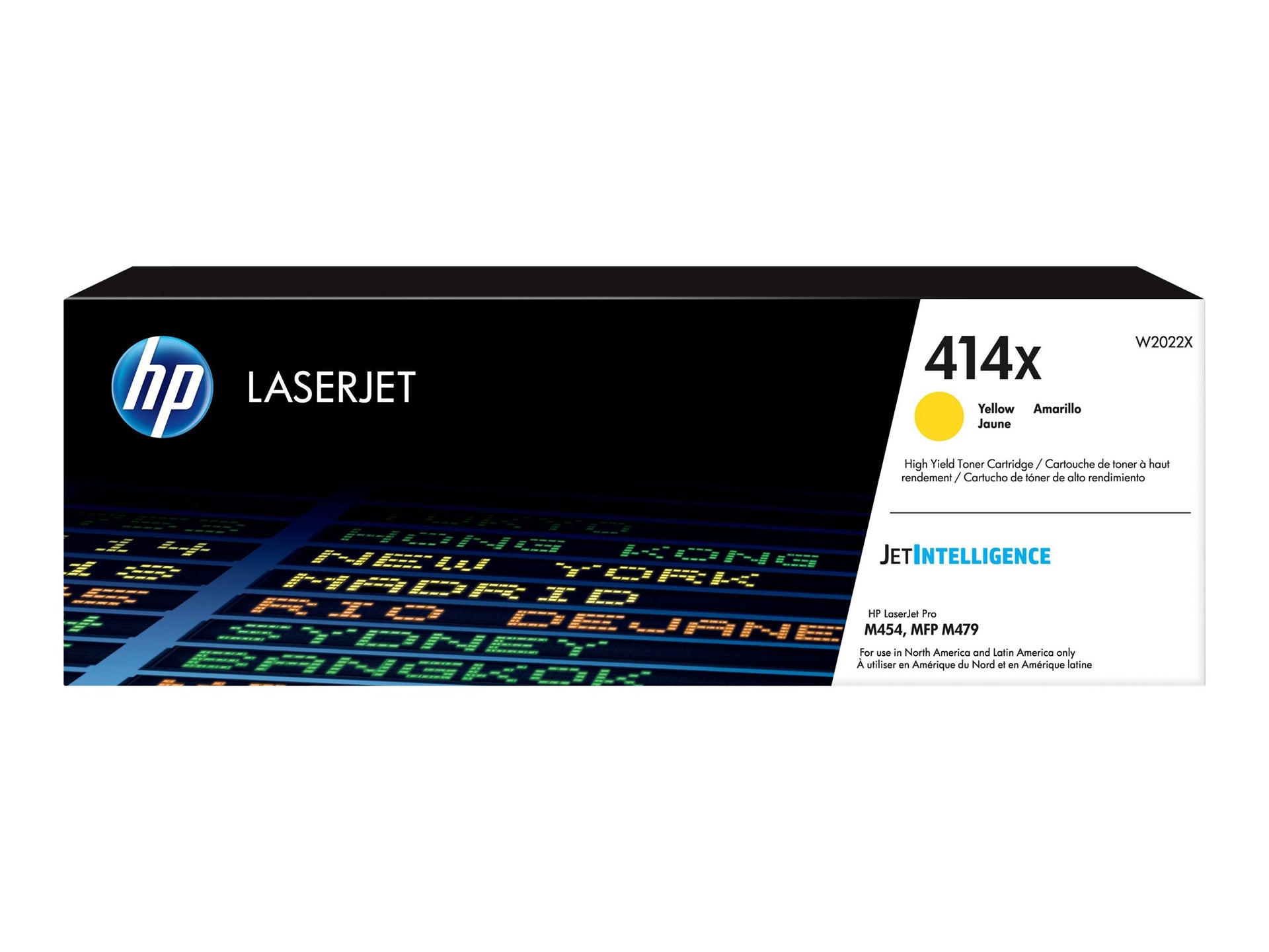 HP 414X - Alto rendimiento - amarillo - original - LaserJet - cartucho de tóner (W2022X) - para Color LaserJet Enterprise M455, MFP M480; Color LaserJet Pro M454, M479, MFP M479