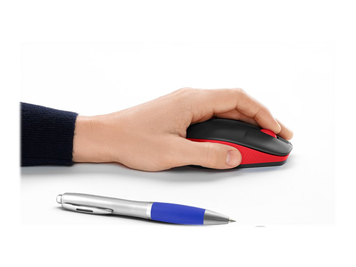 Logitech M190 - Ratón - óptico - 3 botones - inalámbrico - receptor inalámbrico USB - rojo