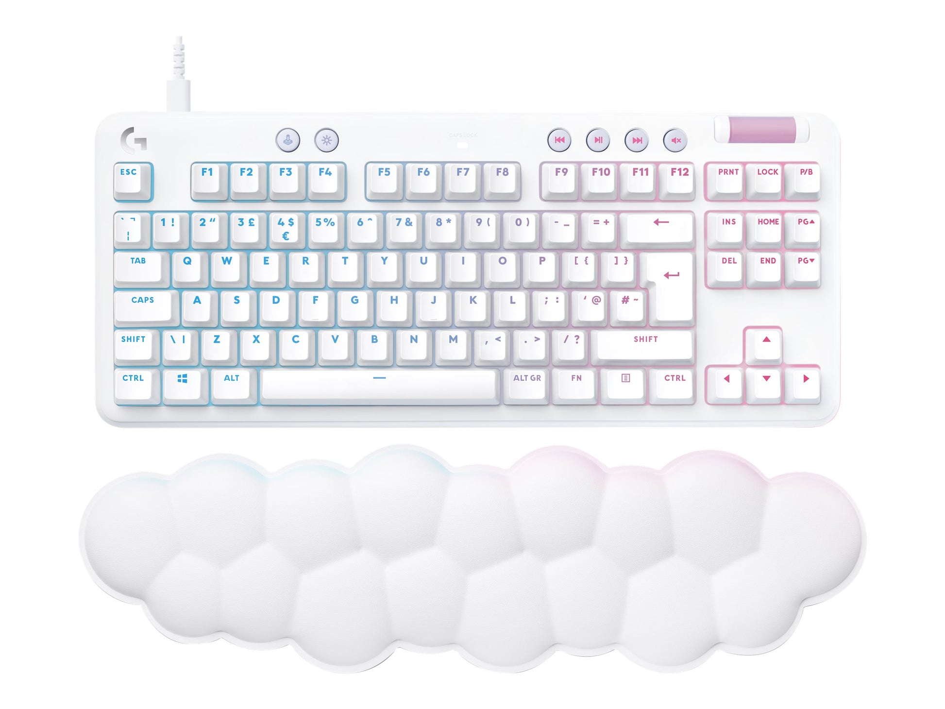 Logitech G713 Wired Gaming Keyboard, Tactile Switches (GX Brown), and Keyboard Palm Rest, White Mist - Teclado - sin teclado numérico - retroiluminación - USB - interruptor: GX Brown Tactile-11