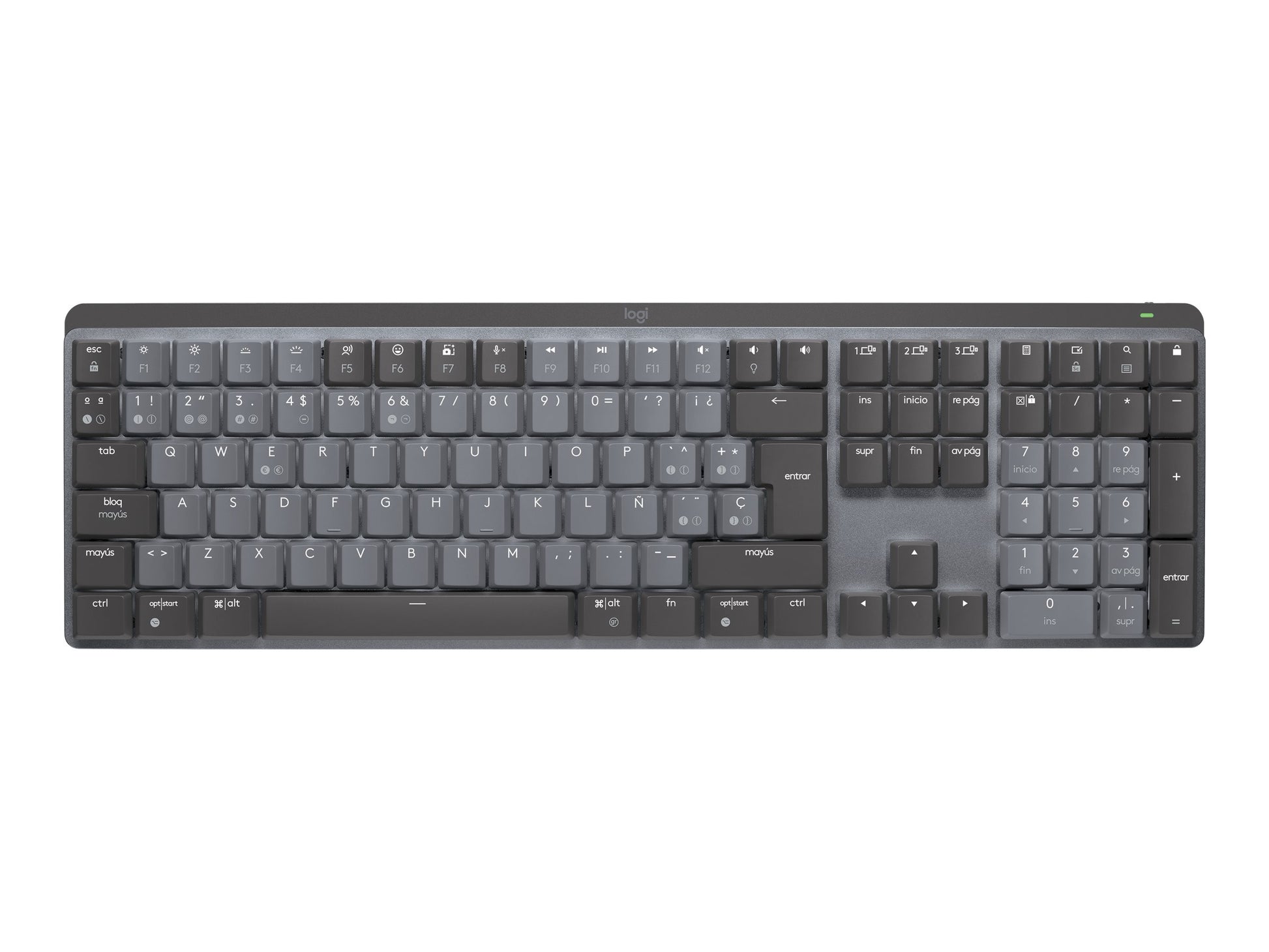 Logitech Master Series MX Mechanical - Teclado - retroiluminación - inalámbrico - Bluetooth LE - QWERTY - español - interruptor: táctil silencioso - grafito-1