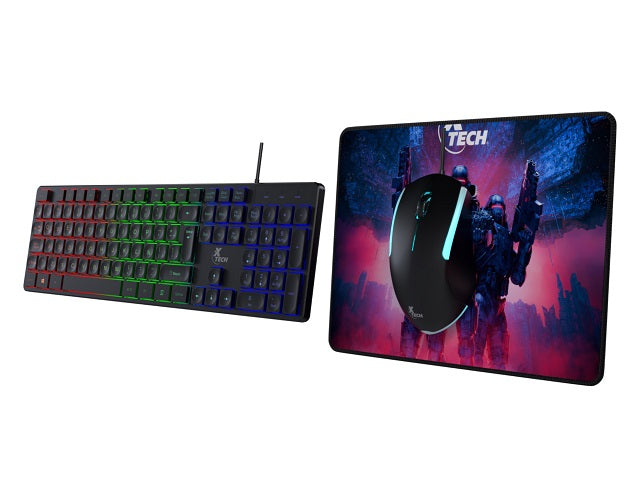 Xtech - Keyboard, mouse and mouse pad - Wired - Spanish - USB - Black - Gaming XTK-535S-6