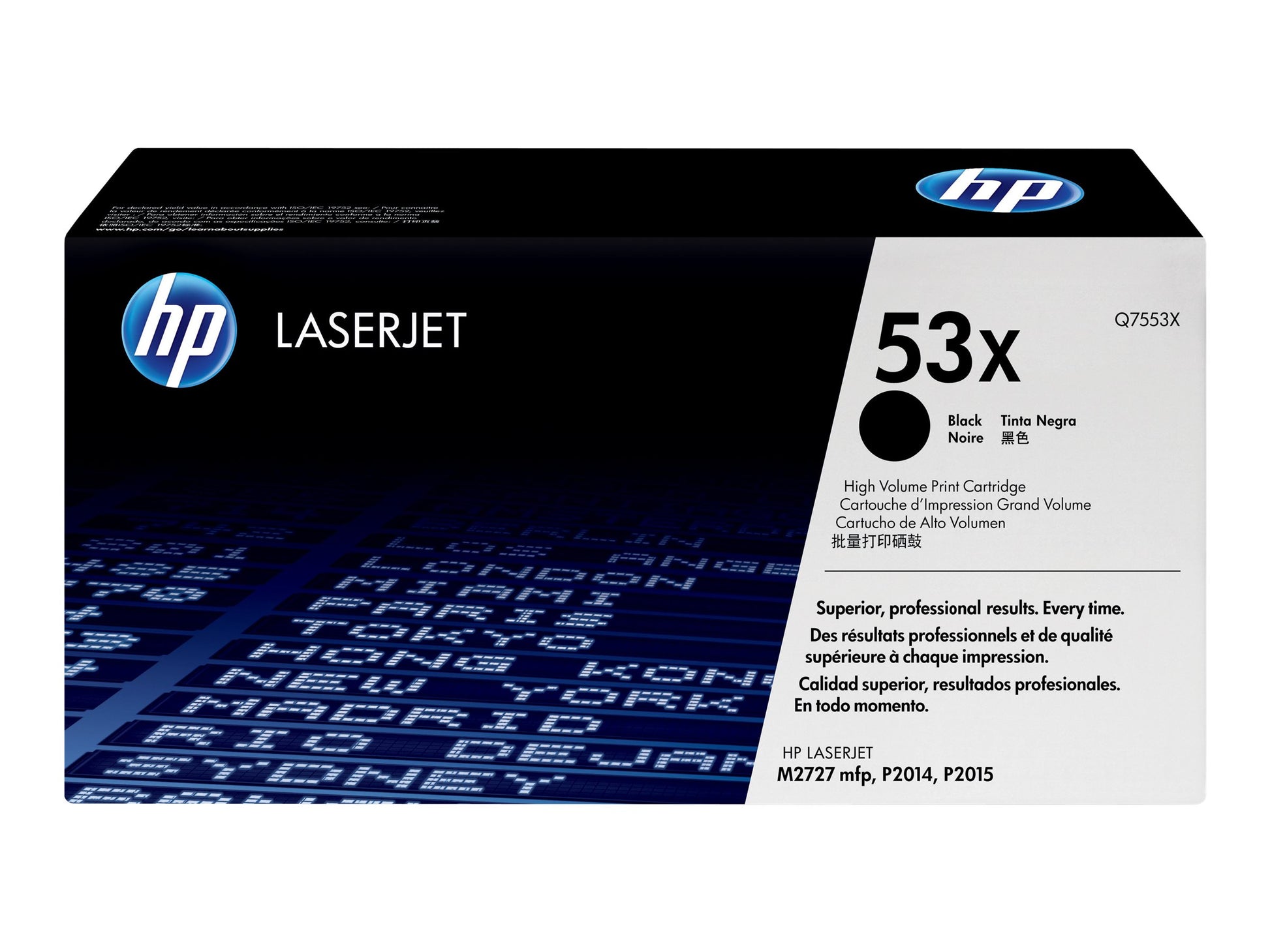 HP 53X - Alto rendimiento - negro - original - LaserJet - cartucho de tóner (Q7553X) - para LaserJet M2727nf MFP, M2727nfs MFP, P2014, P2014n, P2015, P2015d, P2015dn, P2015n, P2015x-2