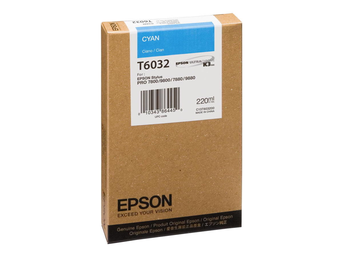 Epson T6032 - 220 ml - cián - original - cartucho de tinta - para Stylus Pro 7800, Pro 7880, Pro 9800, Pro 9880-4