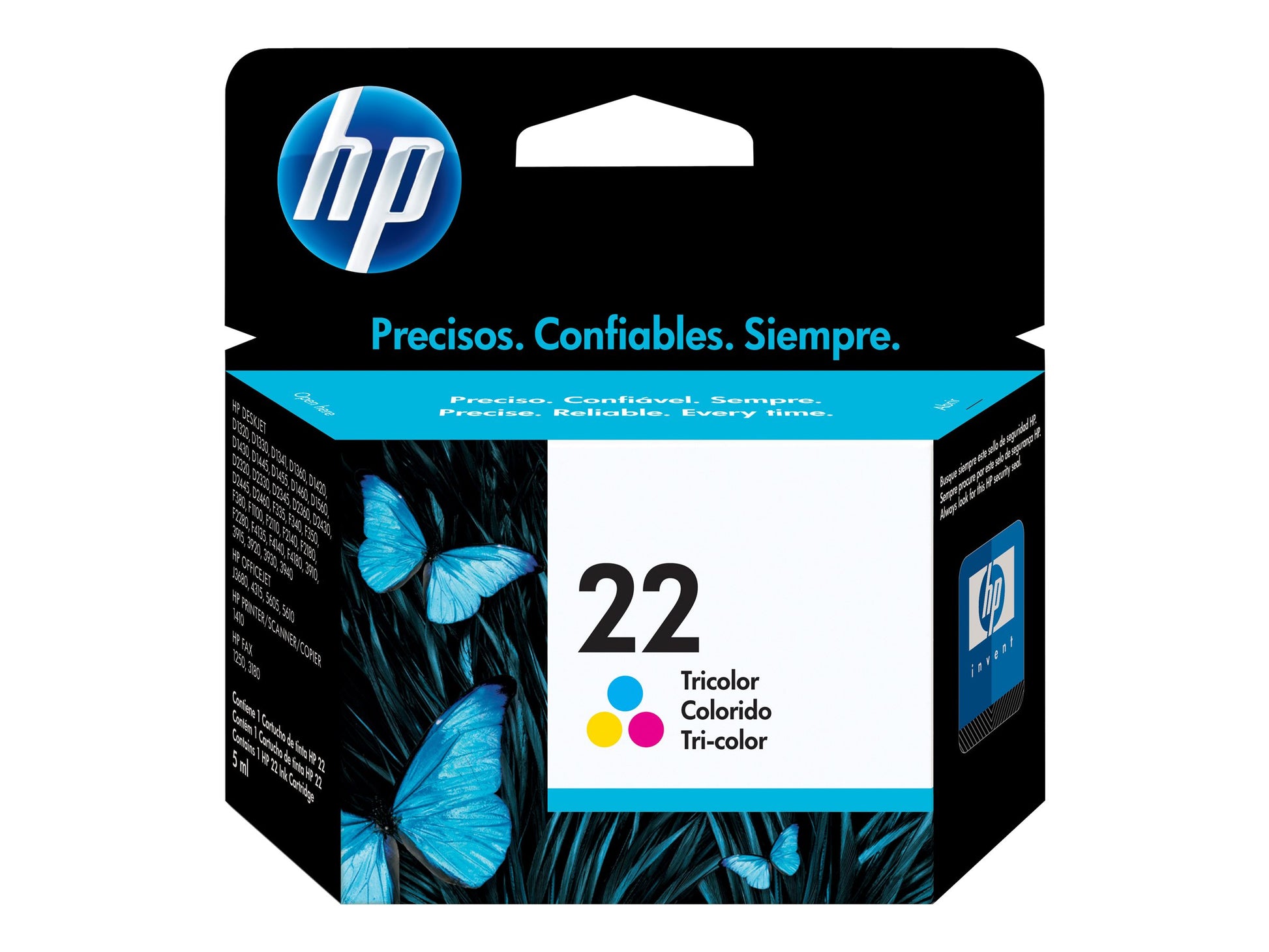 HP 22 - 5 ml - color (cian, magenta, amarillo) - original - cartucho de tinta - para Deskjet F2185, F2187, F2210, F2235, F2240, F2275, F2280, F2290, F375, F4175, F4190, F4194-3