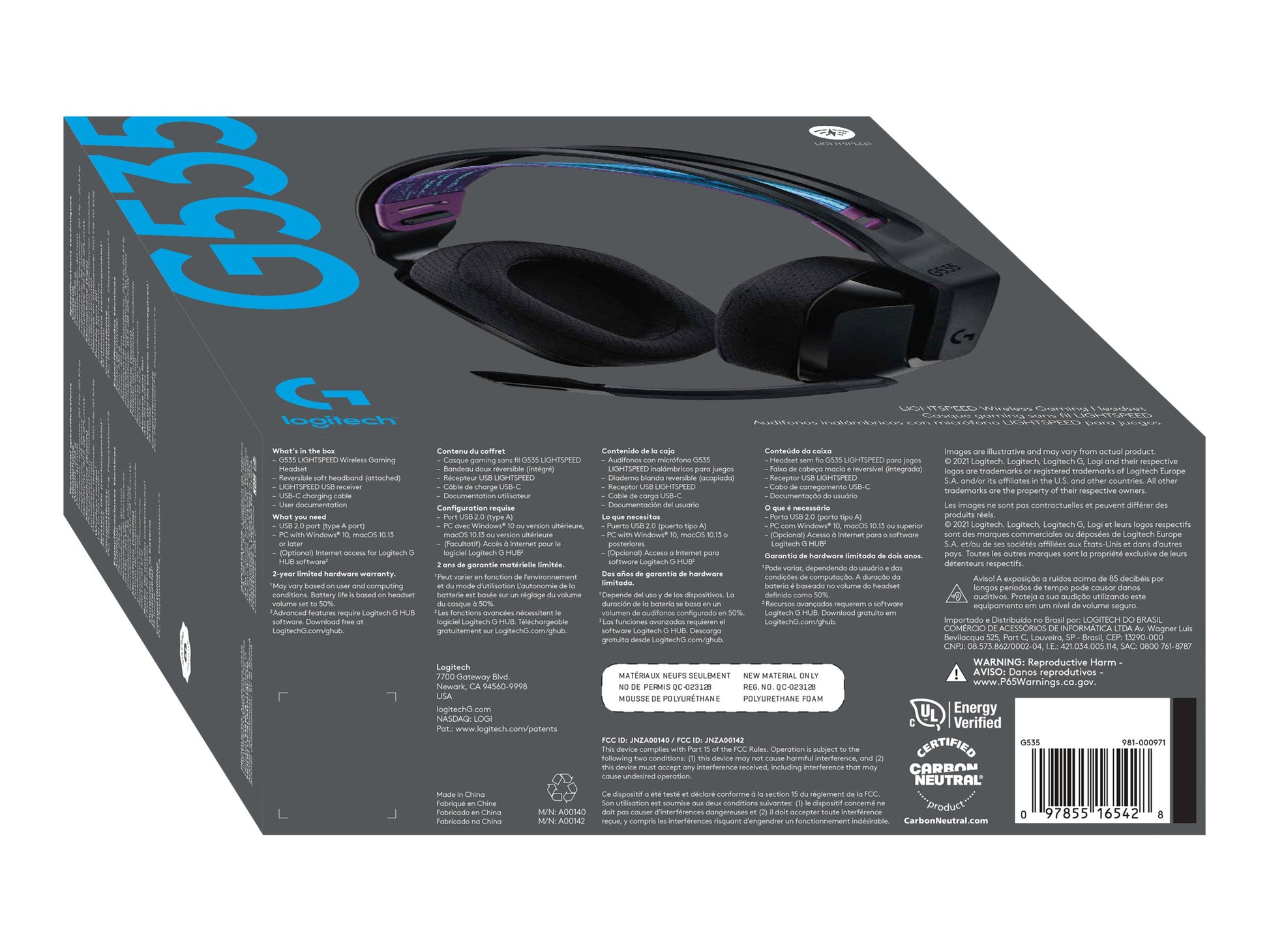 Logitech G535 LIGHTSPEED Wireless Gaming Headset - Lightweight on-ear headphones, flip to mute mic, stereo, compatible with PC, PS4, PS5, USB rechargeable - Black - Auricular - tamaño completo - LIGHTSPEED - inalámbrico - certificado Discord-7