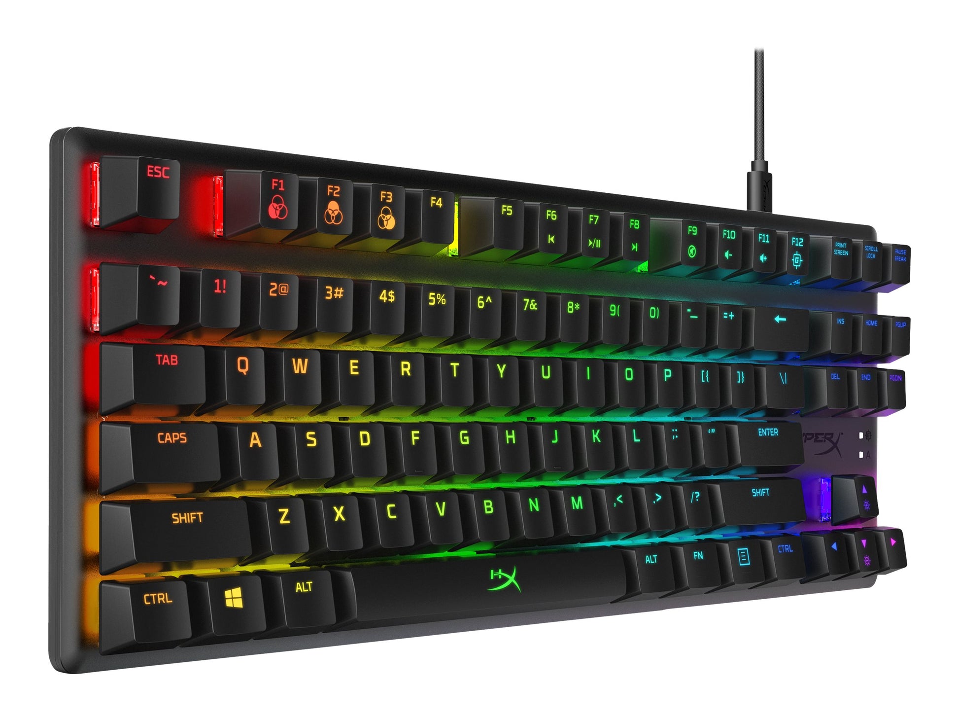 HyperX Alloy Origins Core - Teclado - retroiluminación - USB-C - QWERTY - EE. UU. - interruptor: HyperX Aqua - negro-15