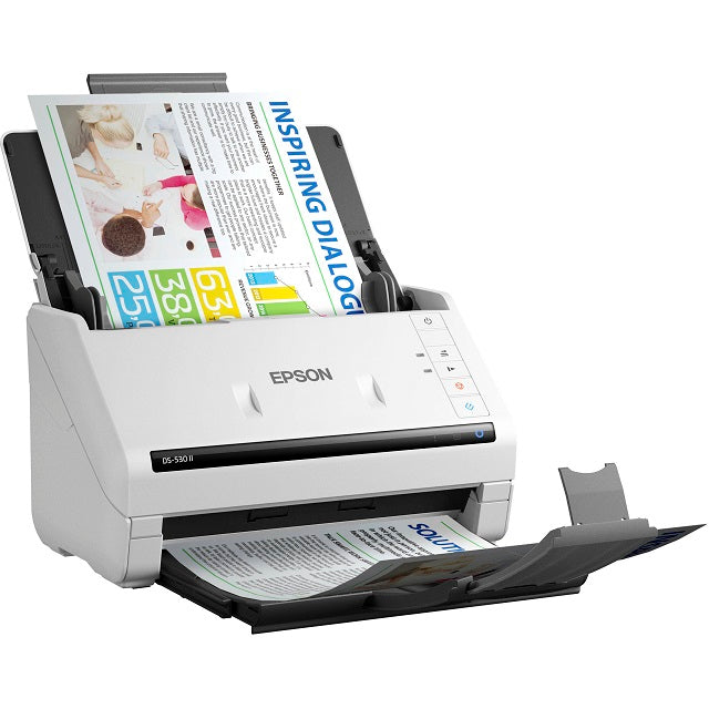 Epson DS-530 II - Escáner de documentos - hasta 35 ppm/70 ipm1, impresión a doble cara en 1 pasada - ADF 50 páginas - 600dpi - 27g/m2-413g/m2 - TWAIN / ISIS - Ciclo de trabajo diario 4,000 páginas - USB 3.0 - Windows / macOS - 1 año de garantía