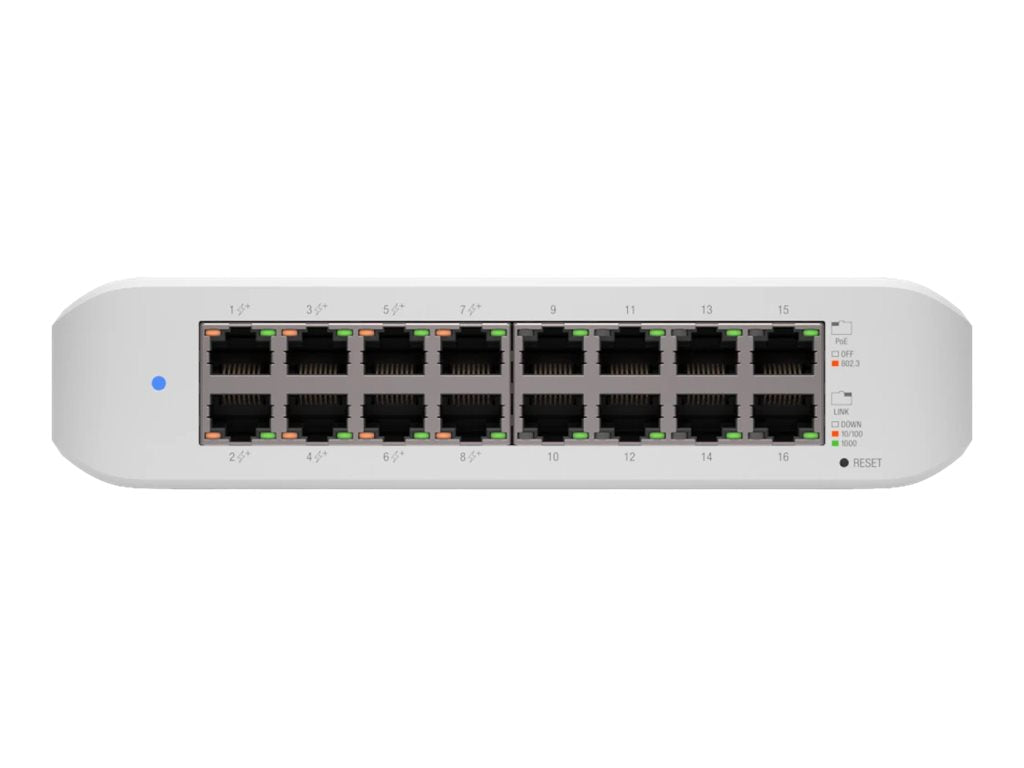 Ubiquiti UniFi Switch Lite USW-Lite-16-POE - Conmutador - Gestionado - 16 x 10/100/1000 (8 PoE+) - sobremesa, montaje en pared - PoE+ (45 W)-7