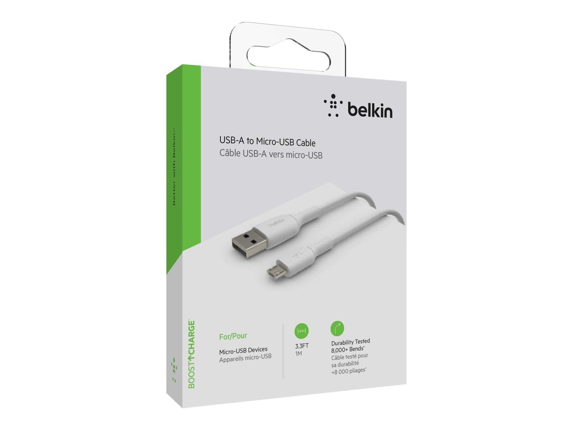 Belkin BoostCharge - Cable USB - Micro-USB tipo B (M) a USB (M) - 1 m - blanco-9