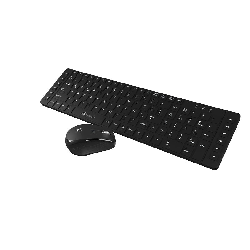 Klip Xtreme - Keyboard and mouse set - Spanish - Wireless - 2.4 GHz - All black-2