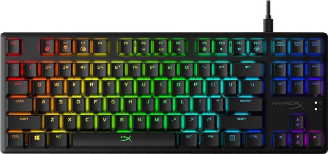 HyperX Alloy Origins Core - Teclado - retroiluminación - USB-C - QWERTY - EE. UU. - interruptor: HyperX Aqua - negro-1