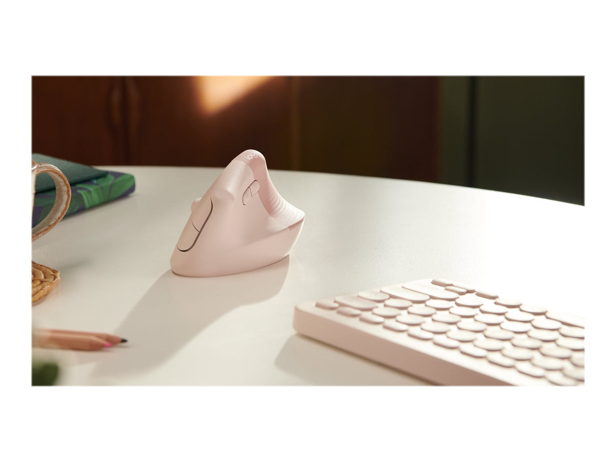 Logitech Lift Vertical Ergonomic Mouse - Ratón vertical - ergonómico - 6 botones - inalámbrico - 2.4 GHz, Bluetooth - receptor de USB Logitech Logi Bolt - rosa-12