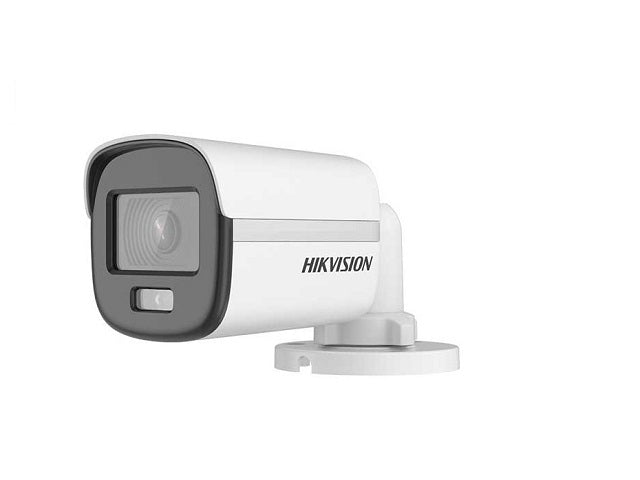 Hikvision 2 MP Smart Hybrid Light with ColorVu Audio Fixed Mini Bullet Camera - Switchable signals (TVI/AHD/CVI/CVBS) - audio over coaxial cable - built-in mic - Plastic- Outdoor  - fixed focal 2.8mm - DWDR - 1920x1080 - IP67 - 20M IR - 20M White light