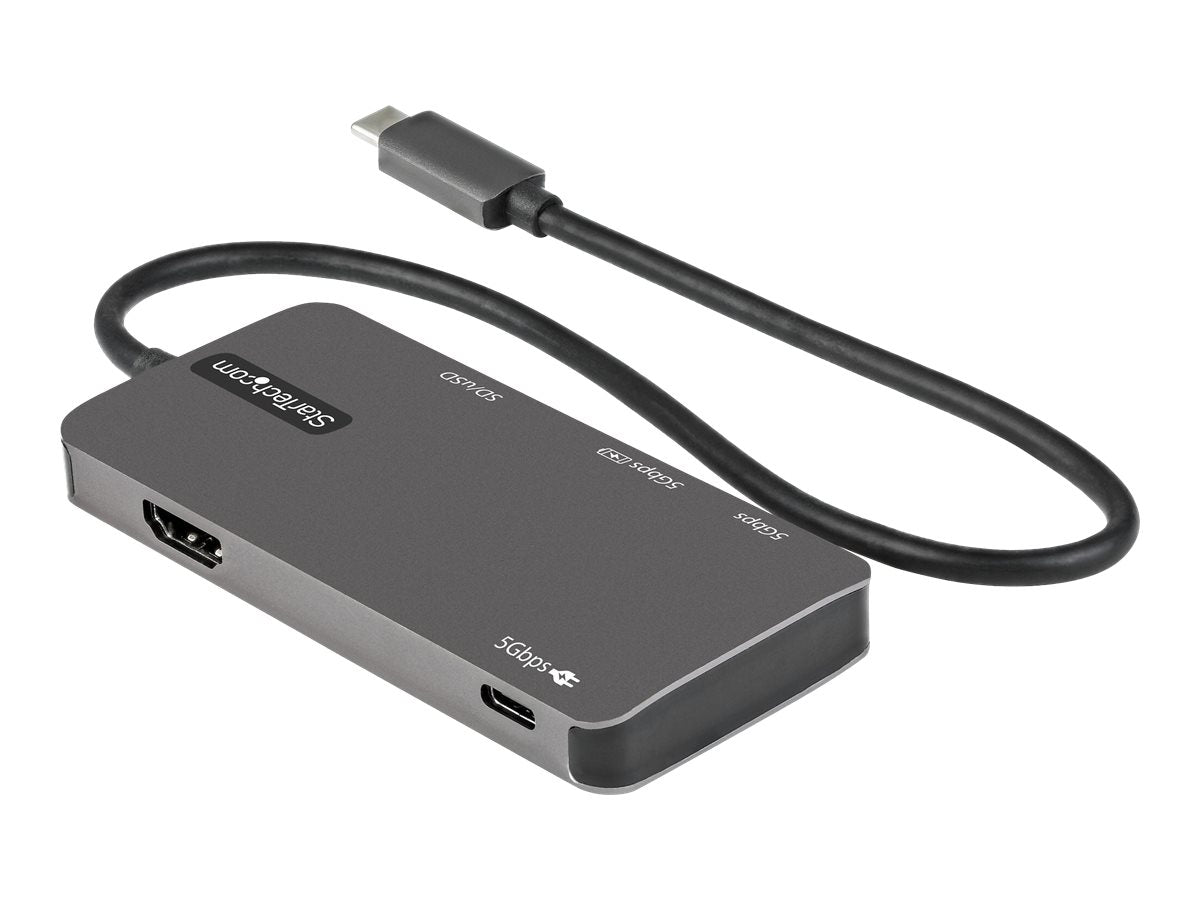 StarTech.com Adaptador Multipuertos USB C - USB C a HDMI de 4K - 100W de Entrega de Alimentación PD - SD - MicroSD - Hub Ladrón USB 3.0 de 3 Puertos - Dock USB Tipo C - con Cable de 30cm (DKT30CHSDPD) - Estación de conexión - USB-C / Thunderbolt 3 - HDMI-12