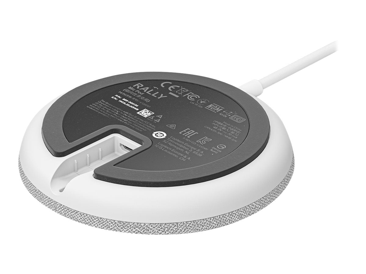 Logitech Rally Mic Pod - Micrófono - blanco - Certificado por Skype, Certificado por Zoom, Cisco Webex Certified - para Rally Bar, Plus; Room Solution Large-10