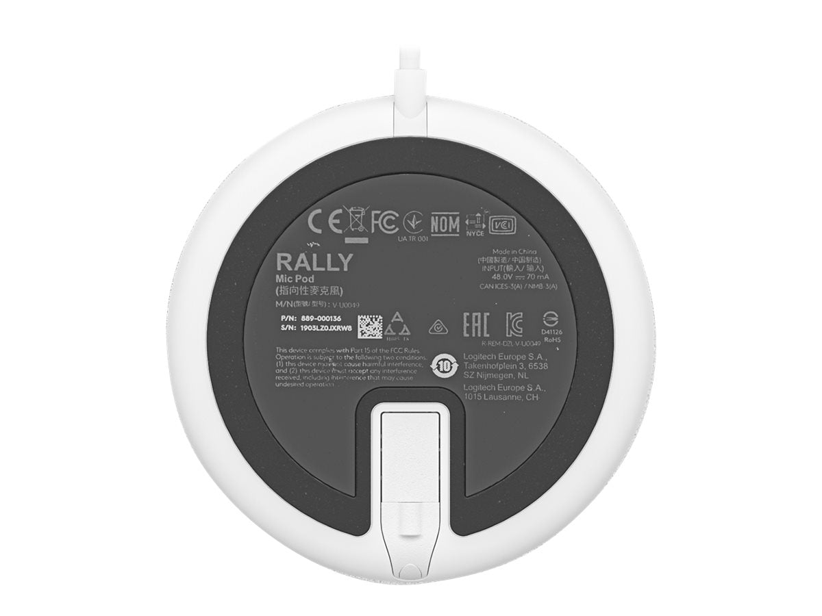 Logitech Rally Mic Pod - Micrófono - blanco - Certificado por Skype, Certificado por Zoom, Cisco Webex Certified - para Rally Bar, Plus; Room Solution Large-18