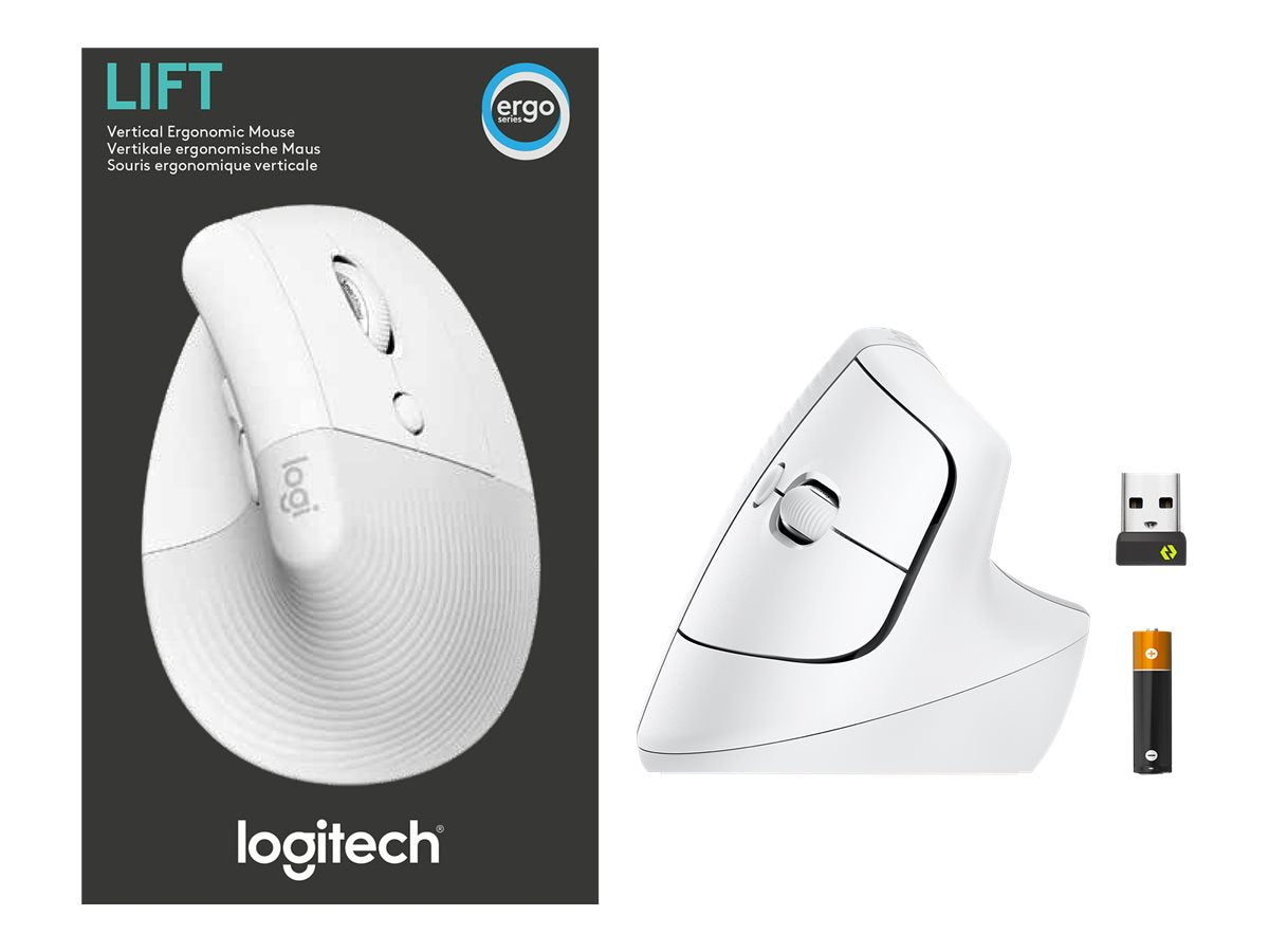 Logitech Lift Vertical Ergonomic Mouse - Ratón vertical - ergonómico - 6 botones - inalámbrico - 2.4 GHz, Bluetooth - receptor de USB Logitech Logi Bolt - blanco hueso-17