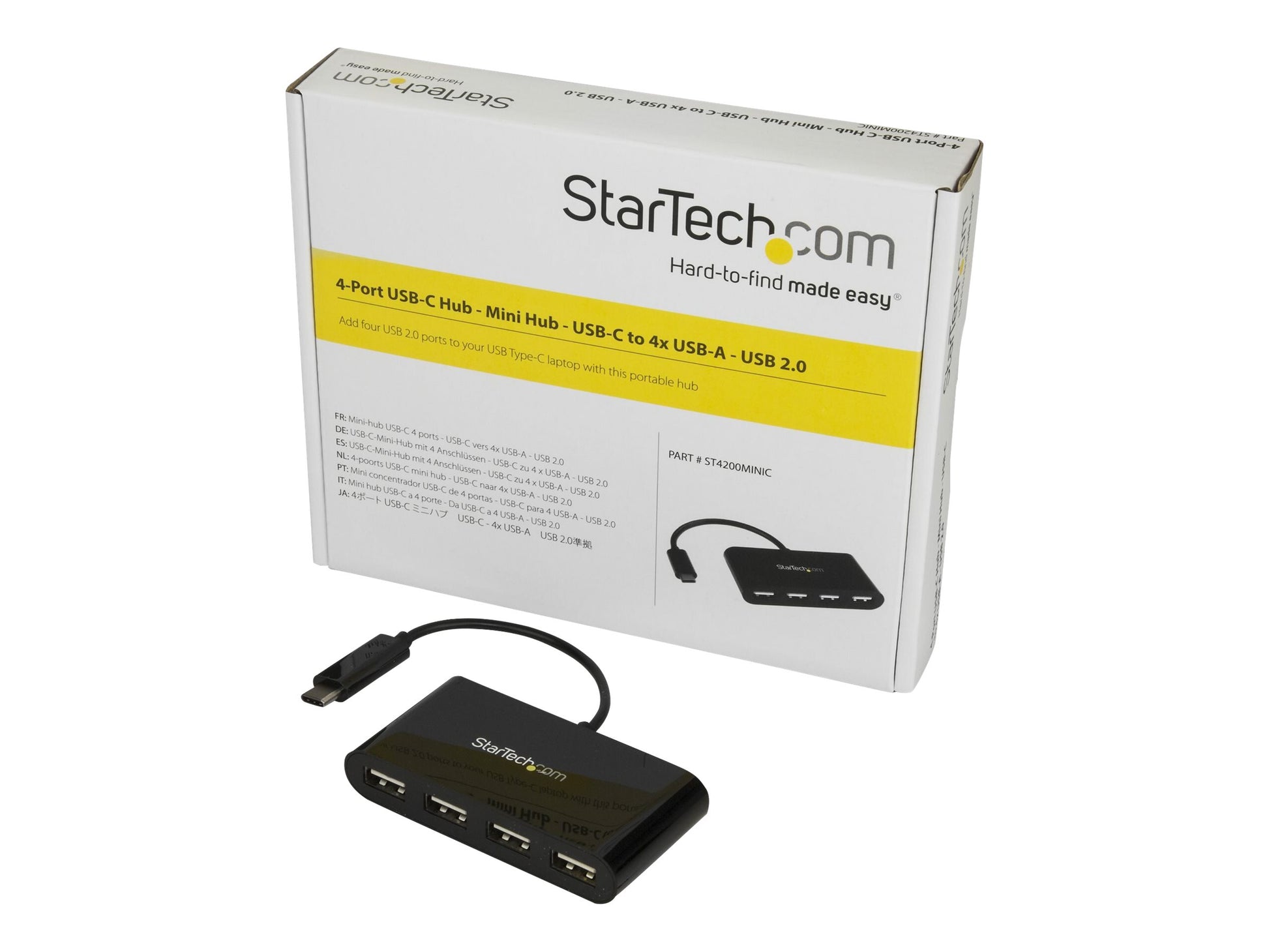 StarTech.com Hub Concentrador USB-C a USB A de 4 Puertos - Ladrón Adaptador USB Tipo C a USB A de 4 Puertos - USB 2.0 - Hub - 4 x USB 2.0 - sobremesa-5