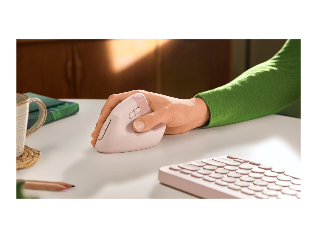 Logitech Lift Vertical Ergonomic Mouse - Ratón vertical - ergonómico - 6 botones - inalámbrico - 2.4 GHz, Bluetooth - receptor de USB Logitech Logi Bolt - rosa-14