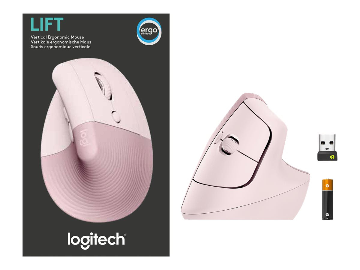 Logitech Lift Vertical Ergonomic Mouse - Ratón vertical - ergonómico - 6 botones - inalámbrico - 2.4 GHz, Bluetooth - receptor de USB Logitech Logi Bolt - rosa-18