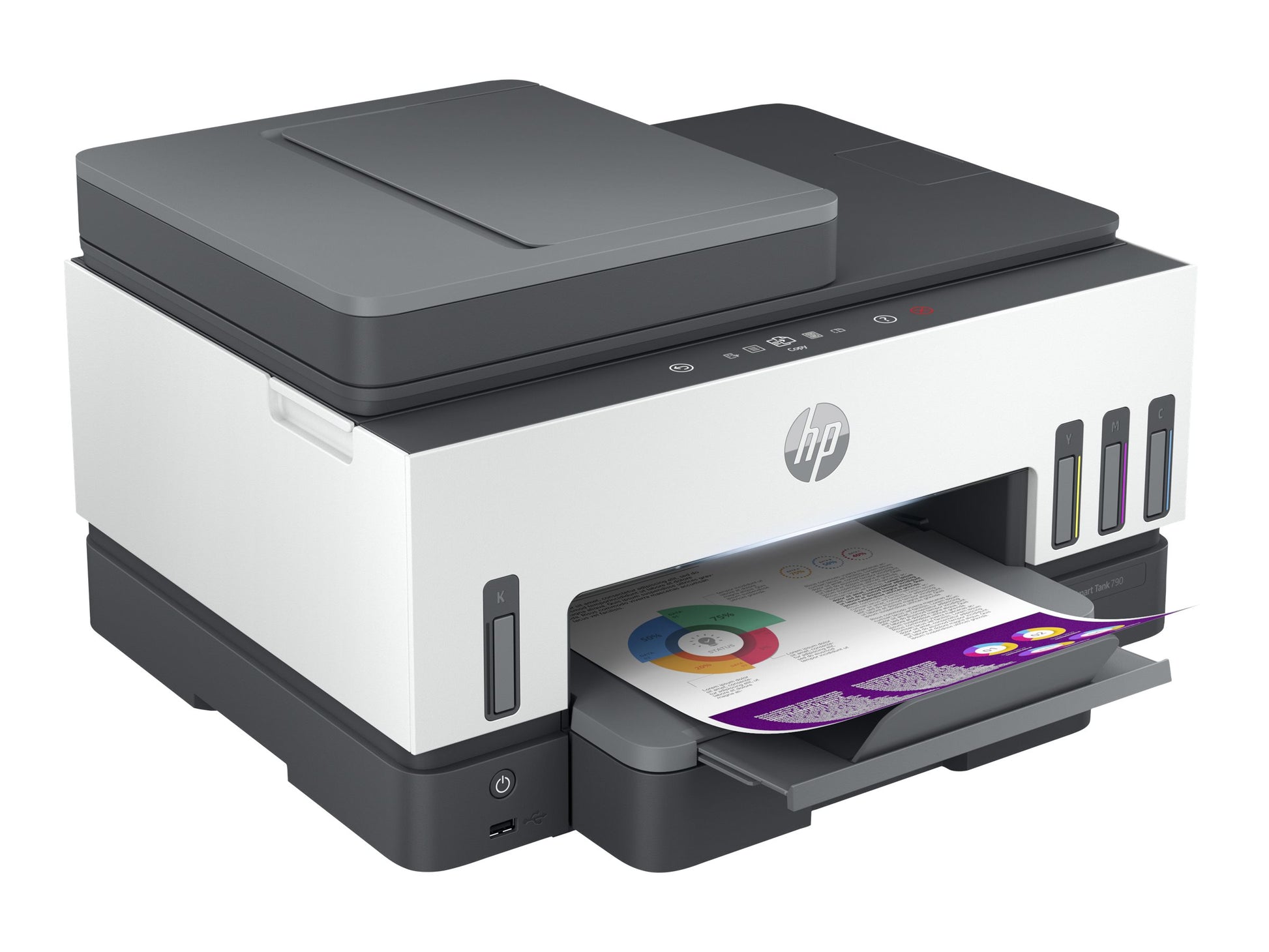HP Smart Tank 790 All-in-One - Impresora multifunción - color - chorro de tinta - rellenable - Letter A (216 x 279 mm)/A4 (210 x 297 mm) (original) - A4/Legal (material) - hasta 13 ppm (copiando) - hasta 15 ppm (impresión) - 250 hojas - 33.6 Kbps - USB 2.-3