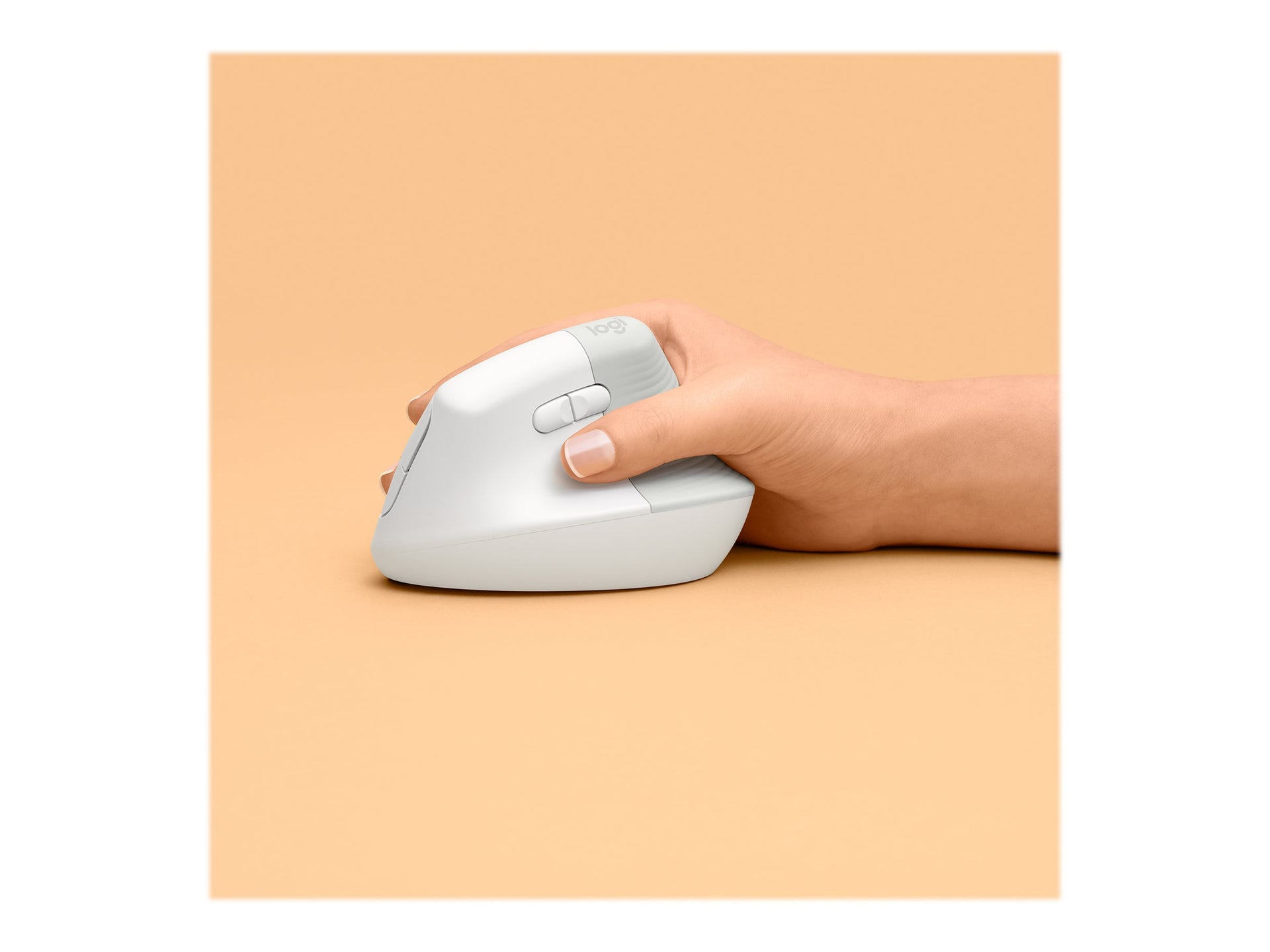 Logitech Lift Vertical Ergonomic Mouse - Ratón vertical - ergonómico - 6 botones - inalámbrico - 2.4 GHz, Bluetooth - receptor de USB Logitech Logi Bolt - blanco hueso