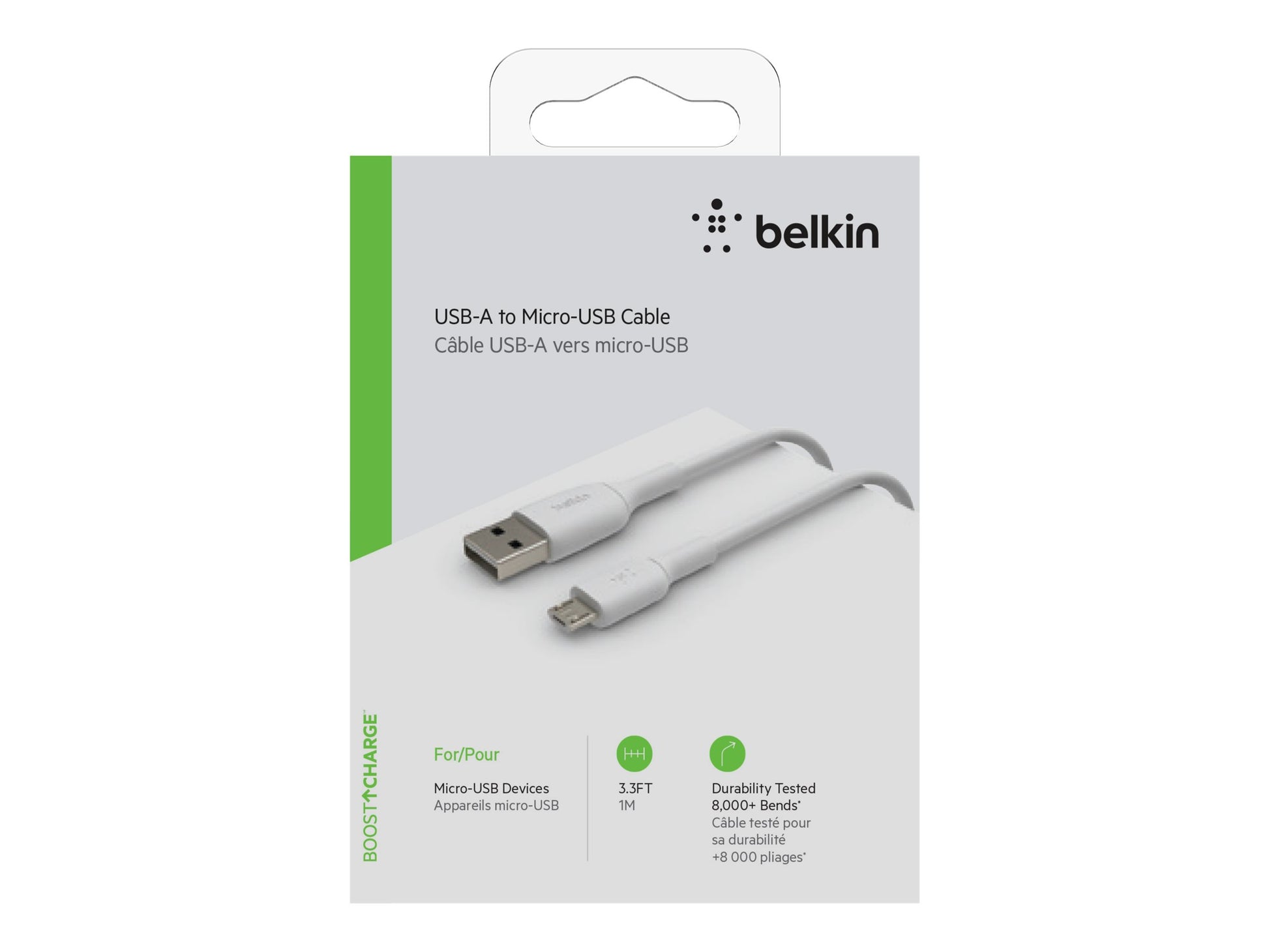 Belkin BoostCharge - Cable USB - Micro-USB tipo B (M) a USB (M) - 1 m - blanco-1
